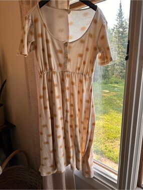 kate quinn Cream Midi Dress with Golden Sunburst Print